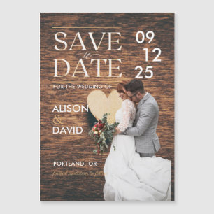 Elegantes rustikales Foto Save the Date Hochzeit Magneteinladung
