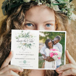 Elegantes Rustikales Grünes Eukalyptus Hochzeitlic Save The Date<br><div class="desc">Diese romantische und elegante Blumenhochzeit Save The Date Foto Card präsentiert ein schicke botanisches Design mit einem edlen Bouquet aus hellen und luftigen Aquarellen und Eukalyptus-Blätter, ergänzt durch glänzende goldene Fesseln (gedruckt) und ist leicht mit einem Ihrer Lieblingsfotos aus der Verlobung anpassbar. Diese Save the Date Karte ist Teil der...</div>