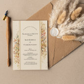 Elegantes Rustikales Herbstbeige Hochzeitsessen Pr Einladung