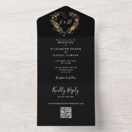 Elegantes Rustikales Herz QR Code Hochzeit All In One Einladung