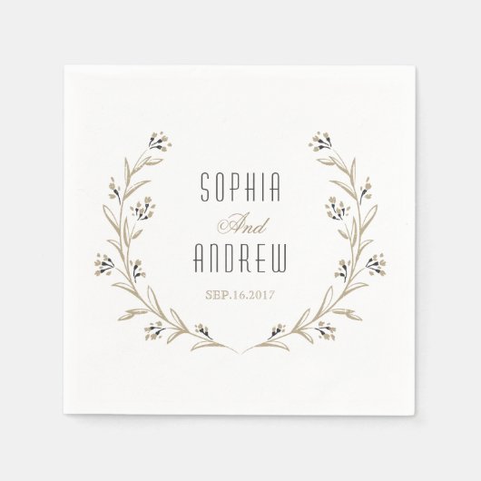 Elegantes, rustikales Hochzeitsmonogramm Serviette (Vorderseite)