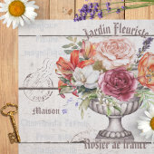 Elegantes, rustikales Holz Bonjour Dekoupaging Seidenpapier