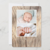Elegantes rustikales Holz-Foto Geburtsankündigung Einladung (Rückseite)