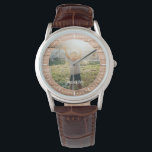 Elegantes rustikales Holz Individuelle Name Foto Armbanduhr<br><div class="desc">Perfektes Geschenk für Großeltern! Diese moderne Armbanduhr mit rustikalem Foto und personalisiertem Namen in mittelbrauner Holzpaneelenlandschaft.</div>