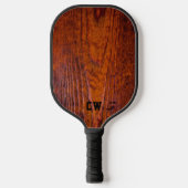 Elegantes rustikales Holz Mit Monogramm Pickleball Schläger (Vorderseite)