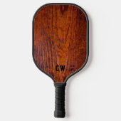 Elegantes rustikales Holz Mit Monogramm Pickleball Schläger (Rückseite)