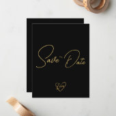 Elegantes rustikales Holz Schwarz und Shiny Save t Mitteilungskarte (Vorderseite/Rückseite Beispiel)