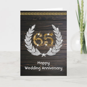 Elegantes rustikales Holz zum 65. Hochzeitstag  Karte