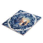 Elegantes Rustikales Indigo Blaues Azulejo Tile De Fliese (Seite)