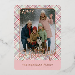 Elegantes rustikales Kariertes Muster Gold Folien Feiertagskarte