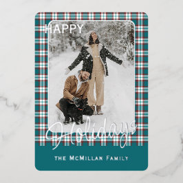 Elegantes, rustikales Kariertes Muster Gold Folien Feiertagskarte