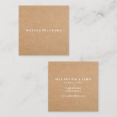 Elegantes rustikales Kraftpapier Quadratische Visitenkarte (Vorne/Hinten)