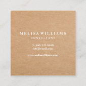 Elegantes rustikales Kraftpapier Quadratische Visitenkarte (Rückseite)