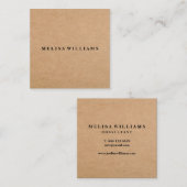 Elegantes rustikales Kraftpapier Quadratische Visitenkarte (Vorne/Hinten)