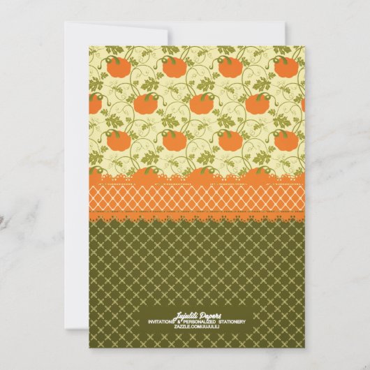 Elegantes rustikales Kürbis-Erntedank-Abendessen Einladung (Rückseite)