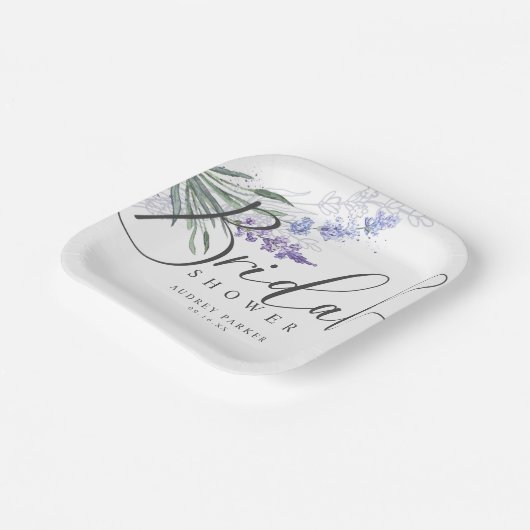 Elegantes Rustikales Lavendel-Brautparty Pappteller (Gewinkelt)