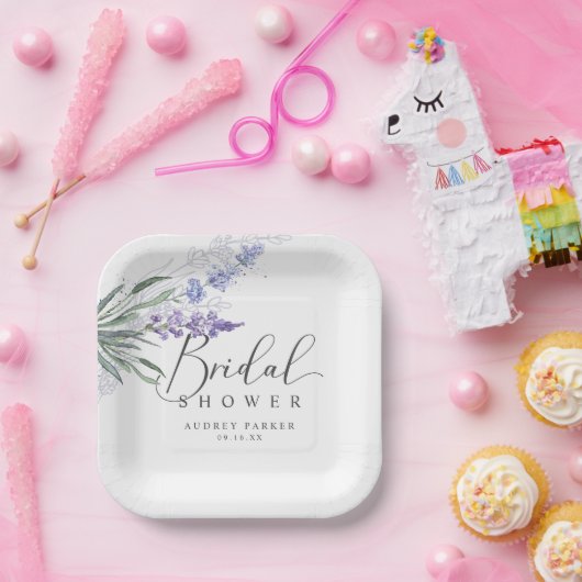 Elegantes Rustikales Lavendel-Brautparty Pappteller (Party)
