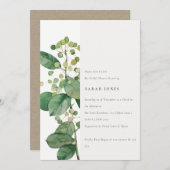 Elegantes Rustikales Leaf Foliage Grünes Brautpart Einladung (Vorne/Hinten)