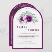 Elegantes Rustikales Lila Blush Foto Hochzeit Einladung (Vorne/Hinten)