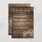 Elegantes Rustikales Mason Jar Lights Hochzeit Ein Einladung (Vorne/Hinten)