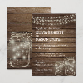 Elegantes Rustikales Mason Jar Lights Hochzeit Ein Einladung