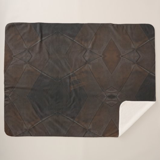 Elegantes Rustikales Mit Monogramm Brown Leather Sherpadecke (Vorderseite (Horizontal))