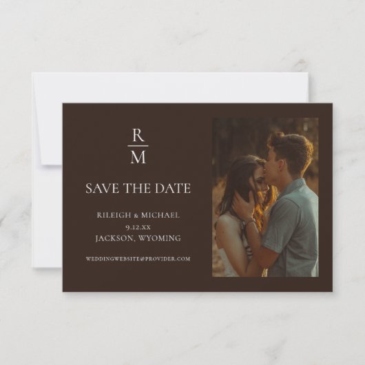 Elegantes rustikales Monogramm-Foto Save the Date (Vorderseite)