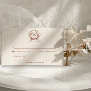 Elegantes Rustikales Monogramm-Wappen Hochzeit RSVP Karte