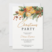 Elegantes rustikales Orange und Pine Christmas Par Einladung (Vorderseite)