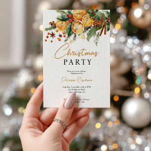 Elegantes rustikales Orange und Pine Christmas Par Einladung