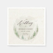 Elegantes Rustikales Pine Trees Foto Hochzeit Serviette (Vorderseite)