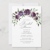 Elegantes rustikales Plum Lila florales Brautparty Einladung (Vorderseite)