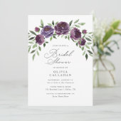 Elegantes rustikales Plum Lila florales Brautparty Einladung (Stehend Vorderseite)