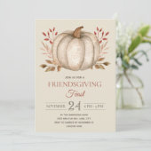 Elegantes rustikales Pumpkin Friendsgiving-Fest Ab Einladung (Stehend Vorderseite)