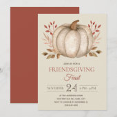 Elegantes rustikales Pumpkin Friendsgiving-Fest Ab Einladung (Vorne/Hinten)