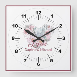 Elegantes rustikales rosa Modernes Chic Quadratische Wanduhr