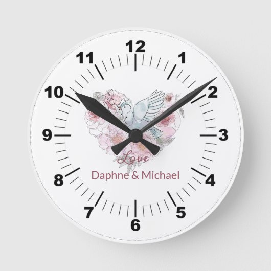 Elegantes rustikales rosa Modernes Chic Runde Wanduhr (Vorderseite)