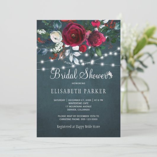 Elegantes rustikales Rose Brautparty Einladung (Stehend Vorderseite)