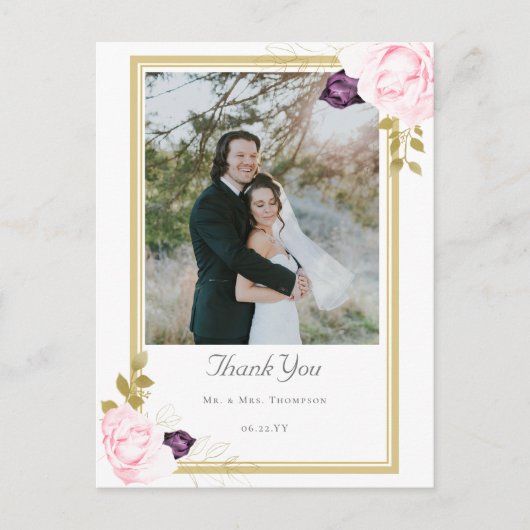 Elegantes Rustikales Rose Gold Wedding Foto Vielen Postkarte (Vorderseite)