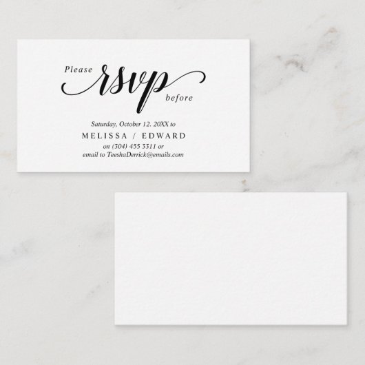 Elegantes rustikales, schwarzes Script, UAWG respo Begleitkarte (Vorne/Hinten)