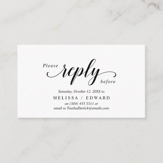 Elegantes rustikales, schwarzes Script, UAWG respo Begleitkarte (Vorderseite)