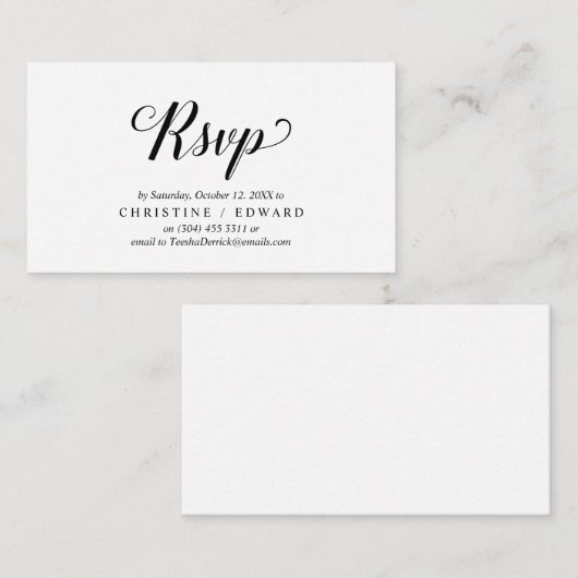 Elegantes rustikales, schwarzes Skript, UAWG Respo Begleitkarte (Vorne/Hinten)