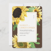 Elegantes Rustikales Sonnenblumen Braun Foto Hochz Einladung (Vorderseite)