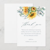 Elegantes rustikales Sonnenblumen-Brautparty Dankeskarte (Vorne/Hinten)