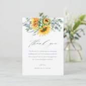 Elegantes rustikales Sonnenblumen-Brautparty Dankeskarte (Stehend Vorderseite)