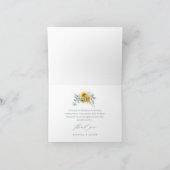 Elegantes rustikales Sonnenblumen-Brautparty Dankeskarte (Innenseite)