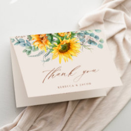 Elegantes rustikales Sonnenblumen-Brautparty Dankeskarte