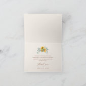 Elegantes rustikales Sonnenblumen-Brautparty Dankeskarte (Innenseite)