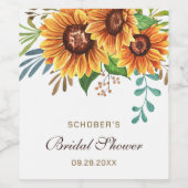 Elegantes rustikales Sonnenblumen Brautparty Gefal Weinetikett (Einzelnes Label)