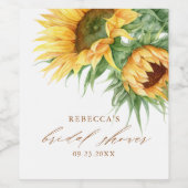 Elegantes rustikales Sonnenblumen Brautparty Gefal Weinetikett (Einzelnes Label)